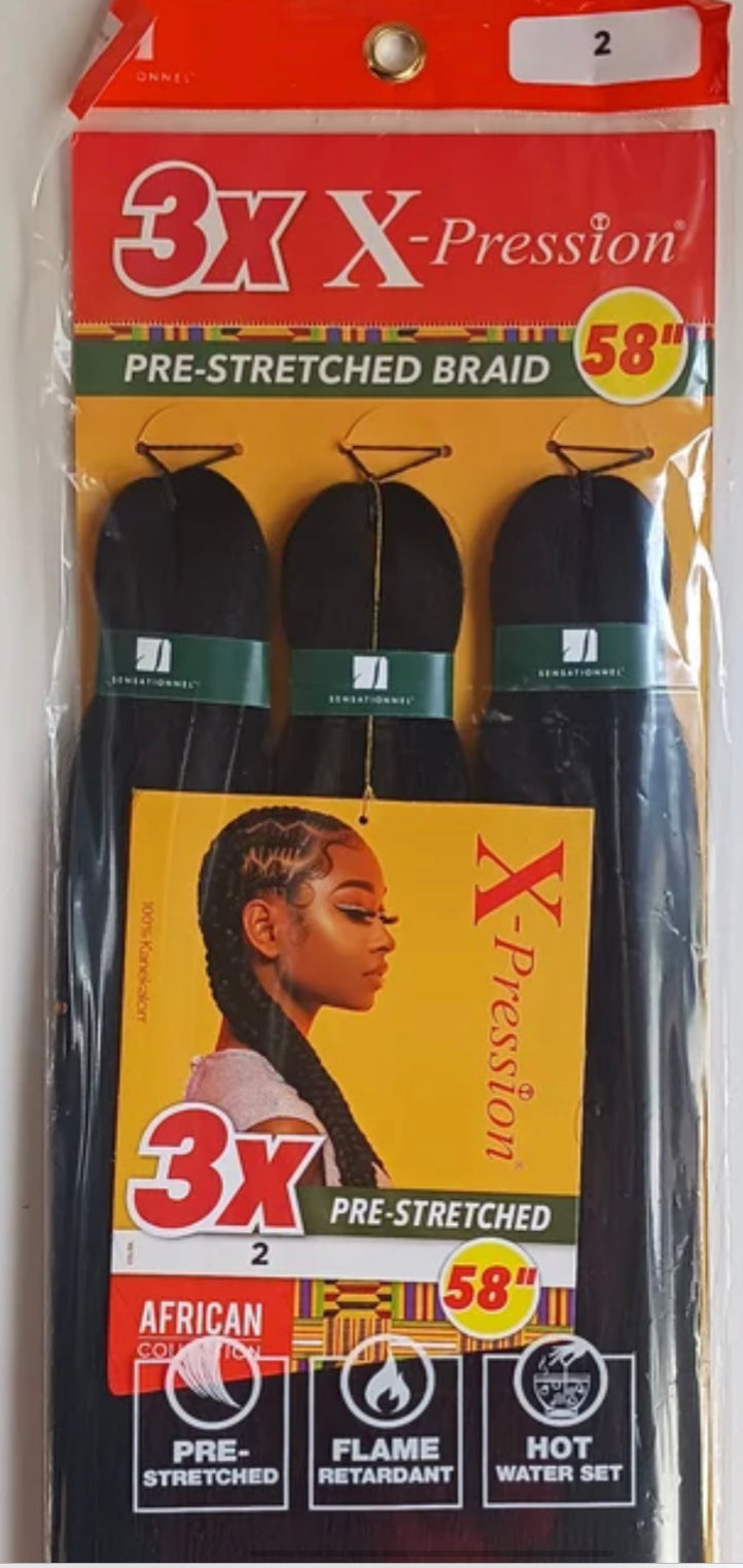 X-Pression 3X (Pre Stretched) JET BLACK